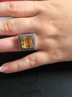 Jolie Bague En Argent Massif Sertie D'une Pierre Jaune Taille :48 - Rings