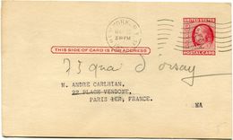 ETATS-UNIS ENTIER POSTAL NEW YORK MAY 22 1957 POUR LA FRANCE - 1941-60