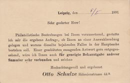 Reichspost Postal Stationery Ganzsache Entier Frageteil (890) PRIVATE Print OTTO SCHULZE, LEIPZIG 1891 ZÖBLITZ Sachsen - Postcards