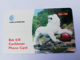 BARBADOS   $10-  Gpt Magnetic     BAR-284A  284CBDA   GUN HILL      Very Fine Used  Card  ** 2920** - Barbados (Barbuda)