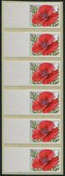 GB "Post And Go" Mint Stamps. Poppy Flowers, No Value Blank Error Strip Of 6 - Post & Go (distributori)