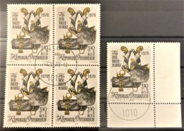 AUSTRIA 1970 - ET/FD Stamp - ANK 1380 - Tag Der Briefmarke 1970 - Bloc Of 4 And Single Stamp - Gebruikt