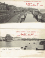 Liege La Meuse Et Le Pont Maghin Ecluse Et Petit Tram PUB Vétement Cazy Et Cie  2 Cartes - Lüttich