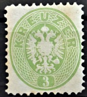 AUSTRIA 1863 - MLH - ANK 31N. - Neudruck 1887 - 3kr - Essais & Réimpressions