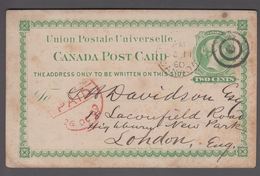 1880. CANADA POST CARD POSTAGE TWO CENT VICTORIA To London, England From TORONTO CANA... () - JF365211 - 1903-1954 Kings