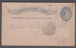 1891. CANADA POST CARD POSTAGE ONE CENT VICTORIA Cancelled BATHURST JU 11 89 TORONTO.... () - JF365212 - 1903-1954 Kings