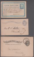 1885-1893. CANADA POST CARD POSTAGE ONE CENT VICTORIA 3 DIFFERENT Cancelled  () - JF365214 - 1903-1954 Kings