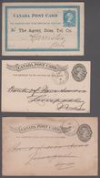 1877-1894. CANADA POST CARD POSTAGE ONE CENT VICTORIA 3 DIFFERENT Cancelled  () - JF365215 - 1903-1954 Kings