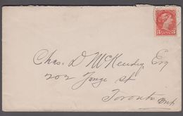 1896. CANADA Queen Viktoria 3 CENTS. On Cover To Toronto. Cancelled On Front: BRANTFO... (Michel 28) - JF365222 - Lettres & Documents