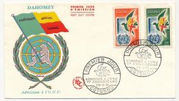 DAHOMEY => 2 FDC => Admission à L'ONU - 1er Anniversaire - 1961 - Bénin – Dahomey (1960-...)