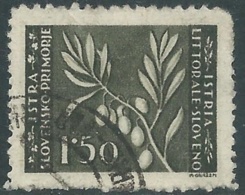 1945 OCCUP. JUGOSLAVA ISTRIA E LITORALE SLOVENO LUBIANA USATO 1,50 LIRE - RA6-5 - Occup. Iugoslava: Litorale Sloveno