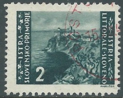 1945 OCCUP. JUGOSLAVA ISTRIA E LITORALE SLOVENO LUBIANA USATO 2 LIRE - RA12-8 - Occup. Iugoslava: Litorale Sloveno