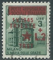 1945 OCCUP. JUGOSLAVA TRIESTE USATO 2+3 LIRE SU 25 CENT - RA14-3 - Occup. Iugoslava: Trieste