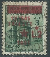 1945 OCCUP. JUGOSLAVA TRIESTE USATO 2+3 LIRE SU 25 CENT - RA14-4 - Joegoslavische Bez.: Trieste