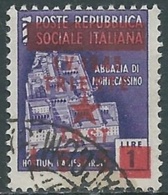 1945 OCCUP. JUGOSLAVA TRIESTE USATO 5+5 LIRE SU 1 LIRA - RA14-6 - Occ. Yougoslave: Trieste