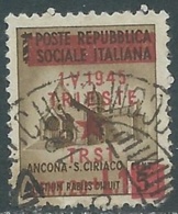1945 OCCUP. JUGOSLAVA TRIESTE USATO 20 CENT + 1 LIRA SU 5 CENT - RA8-7 - Joegoslavische Bez.: Trieste