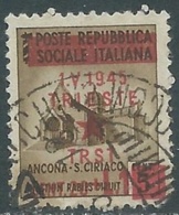 1945 OCCUP. JUGOSLAVA TRIESTE USATO 20 CENT + 1 LIRA SU 5 CENT - RA8-7 - Jugoslawische Bes.: Triest