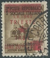 1945 OCCUP. JUGOSLAVA TRIESTE USATO 20 CENT + 1 LIRA SU 5 CENT - RA8-9 - Yugoslavian Occ.: Trieste