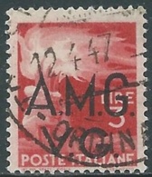 1945-47 TRIESTE AMG VG USATO DEMOCRATICA 3 LIRE - RA14-5 - Afgestempeld