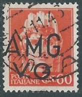 1945-47 TRIESTE AMG VG USATO IMPERIALE 60 CENT VARIETà LETTERA G CHIUSA - RA14 - Used