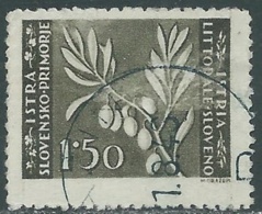 1946 OCCUP. JUGOSLAVA ISTRIA E LITORALE SLOVENO ZAGABRIA USATO 1,50 LIRE - RA18 - Yugoslavian Occ.: Slovenian Shore