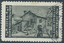 1946 OCCUP. JUGOSLAVA ISTRIA E LITORALE SLOVENO ZAGABRIA USATO 5 LIRE - RA18-3 - Occup. Iugoslava: Litorale Sloveno