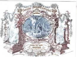 1 Carte Porcelaine  Société D'Orphée  Grammont   Geeraardsbergen  1845  Concert Bals  Litho Vande Steene Gand - Cartes Porcelaine