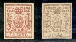 ANTICHI STATI ITALIANI - PARMA - 1859 - 15 Cent (9ab - Stampa Oleosa) - Gomma Originale (1.100) - Sonstige & Ohne Zuordnung