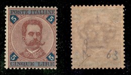 REGNO - 1891 - 5 Lire Umberto (64) - Gomma Integra (175) - Sonstige & Ohne Zuordnung