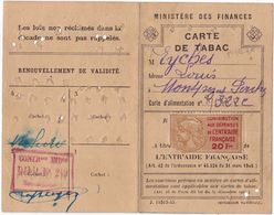 21112# TIMBRE FISCAL CONTRIBUTION AUX DEPENSES DE L' ENTRAIDE FRANCAISE / CARTE DE TABAC De MONTPEZAT TARN ET GARONNE - Brieven En Documenten