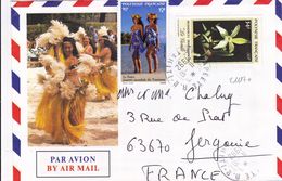 21117# POLYNESIE FRANCAISE PAREO FLEUR VANILLE LETTRE Obl PAPEETE 1992 - Covers & Documents