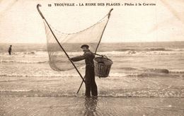 14-TROUVILLE-LA REINE DES PLAGE, PÊCHE A LA CREVETTE - Trouville