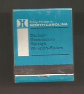 Boite D'allumettes , Pochette, HILTON, NORTH CAROLINA, Durham, Greensboro, Raleigh, Winston-Salem , ETATS UNIS , 2 Scans - Cajas De Cerillas (fósforos)