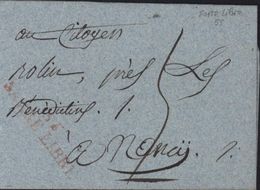 57 Moselle Nom Révolutionnaire Marque Postale 55 SARRE LIBRE ( Sarre Louis ) 49x11 Cachet Cire Chirurgie Humanité - 1801-1848: Precursors XIX