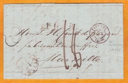 1863    - Lettre Pliée En Français De Rotterdam Vers Marseille, France Via Valencienne - Taxe 18 - Postal History