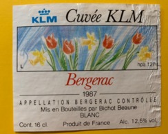 15523 -  Cuvée KLM Bergerac 1987 16cl état Moyen - Avions