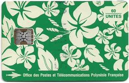 French Polynesia - OPT - Motif Paréo (Green) - SC5 SB, Glossy Finish, Cn. C41043825 Red Embossed, 60Units, Used - Polynésie Française