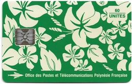 French Polynesia - OPT - Motif Paréo (Green) - SC5 SB, Matt Finish, Cn. 00480 White Embossed, 60Units, Used - French Polynesia