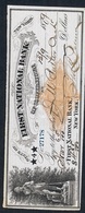 U.S.A. CHEQUE FIRST NATIONAL BANK 12 DECEMBER 1879 AU-UNC. - Andere & Zonder Classificatie