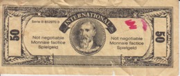 United States Of America 50 Serial Number - Milton Bradley Advertising Banknote - Fantasy Game Banknote - Size 117/50 Mm - Collezioni