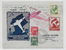 POSTE AERIENNE - 1946 - ENVELOPPE ILLUSTREE Avec VIGNETTE Du SALON Du PRISONNIER - VOL SPECIAL ALGER à PARIS - TAXE - 1960-.... Covers & Documents