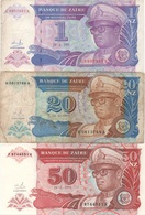 Zaïre : Série De 3 Billets 1993 : 1 Nouveau Zaïre (Bon) + 20 Nouveaux Zaïres 1993 (Mauvais) + 50 Nouveaux Zaïres (UNC) - Zaïre