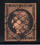 YT N° 3g Avec Certificat - Cote: 750,00 € - Noir Sur Fauve - 1849-1850 Ceres