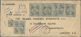 Malaiische Staaten - Sarawak: 1910, 21 Stamps 2c Green In Blocks And Stripes (one Single) On Registe - Altri & Non Classificati