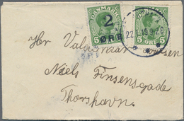 Dänemark - Färöer: 1919, 2ö. On 5ö. Green In Combination With Denmark 5ö. Green, Attractive Franking - Faeroër