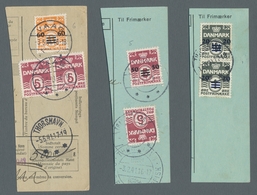 Dänemark - Färöer: 1940, Provisorien 5 Werte Komplett Entwertet Jeweils Auf Paketkartenabschnitt Zus - Faeroër
