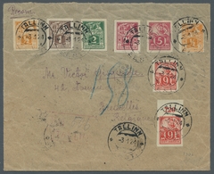Estland: 1922, "Handwerker" Echtgelaufener Dreiseitig Geöffneter Einscheibbrief Nach Belgien Mit 17 - Estland