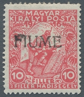 Fiume: 1918-1919, Kriegshilfemarke Von Ungarn 10 Filler Rot Mit Handstempelaufdruck "FIUME" Ungebrau - Fiume