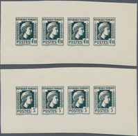 Frankreich: 1944, Definitives "Marianne", Not Issued, Group Of Ten Imperforated Panes Of Four Stamps - Ongebruikt