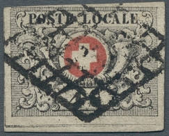 Schweiz: 1849, "4 C. Waadt", Farbfrischer Wert Mit Zentraler Entwertung, Oben Links Minimaler Lupenr - Used Stamps
